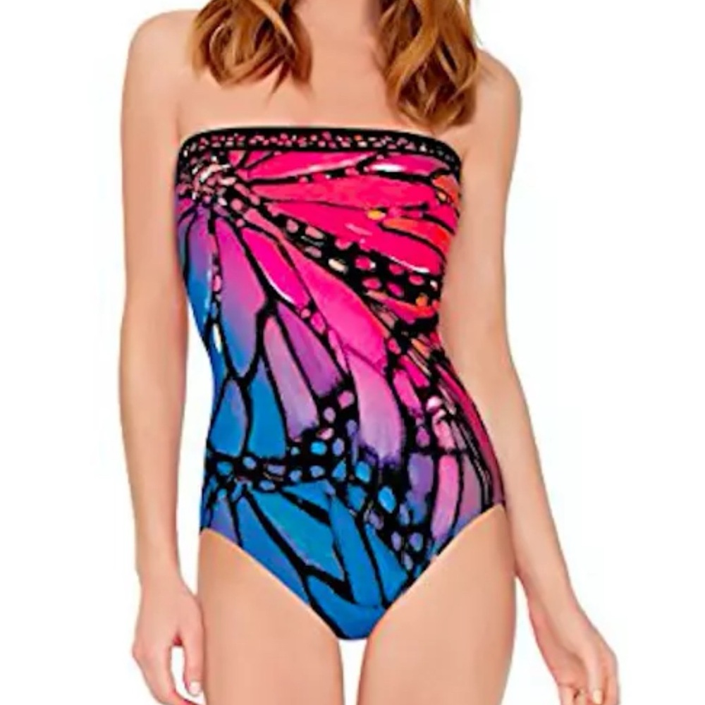 NWT Gottex Monarch Bandeau One Piece Swimsuit size 8